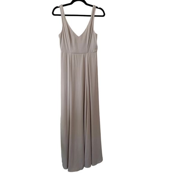 Show Me Your MuMu Taupe V-Neck Sleeveless Jenn Bridesmaid Maxi Dress-Small - Picture 1 of 6